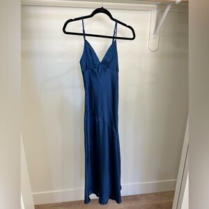 Blue satin midi dress Hello Molly